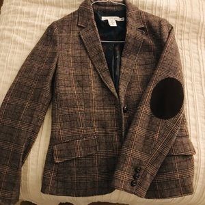 H&M Plaid Elbow Patch Blazer